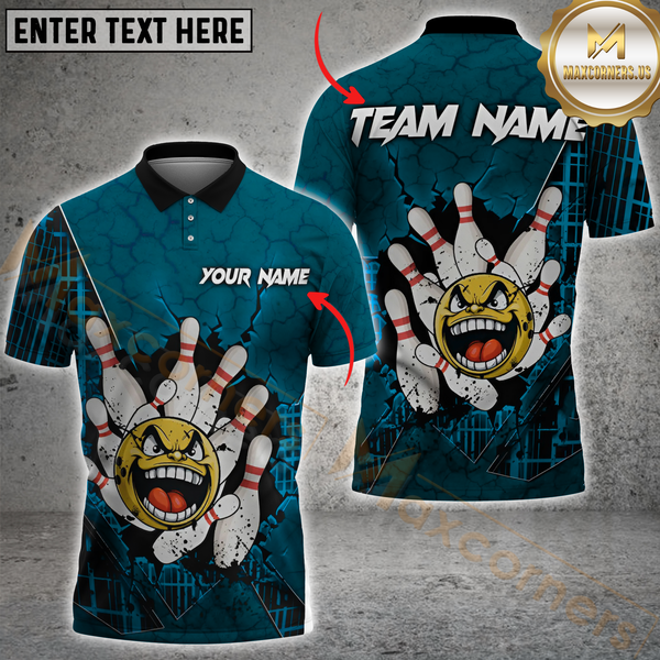 Maxcorners Bowling Funny Multicolor Options Personalized Name, Team Name 3D Shirt