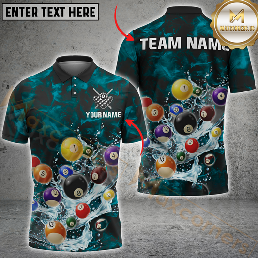 Maxcorners Billiard Pool Vintage Multicolor Options Personalized Name, Team Name 3D Shirt