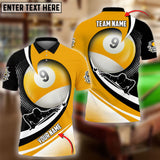 Maxcorners Ball 9 Player Yellow Billiard Jersey Customized Name, Team Name 3D Polo Shirt