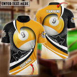 Maxcorners Ball 9 Player Yellow Billiard Jersey Customized Name, Team Name 3D Polo Shirt