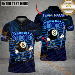 Maxcorners Neon Billiard 'Give Me a Shoot' 8-Ball Funny Team Jersey Customized Name, Team Name 3D Shirt