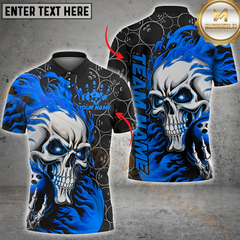 Maxcorners Bowling Flaming Skull Strike Multicolor Customized Name, Team Name 3D Shirts