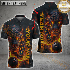Maxcorners Bowling Panther Flame Multicolor Options Personalized Name, Team Name 3D Shirt
