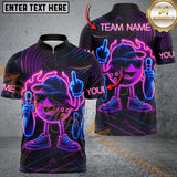 Maxcorners Bowling Neon Flame Multicolor Customized Name, Team Name 3D Shirts