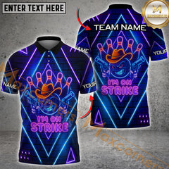Maxcorners Bowling Neon Cowboy Strike Multicolor Customized Name, Team Name 3D Shirts