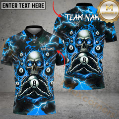 Maxcorners Billiard Ball 8 Pool Skull Fire Thunder Multicolor Personalized Name, Team Name 3D Shirt