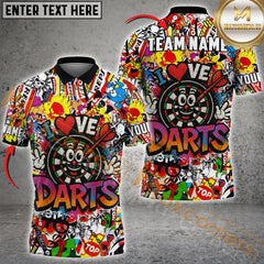 Maxcorners Love Darts Graffiti Personalized Name 3D Unisex Shirt