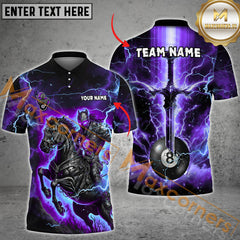 Maxcorners Ball 8 Fantasy Knight Thunder Lightning Pattern Billiard Jersey Multicolor Options Personalized Name, Team Name 3D Polo ShirT