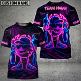 Maxcorners Bowling Neon Flame Multicolor Customized Name, Team Name 3D Shirts