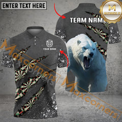 Maxcorners Darts Polar Bear Customized Name, Team Name 3D Polo Shirt