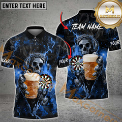 Maxcorners Darts Skull And Beer Multicolor Customized Name, Team Name 3D Shirts