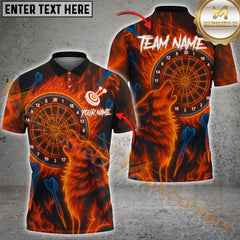 Maxcorners Flaming Wolf Darts Multicolor Customized Name, Team Name 3D Shirts