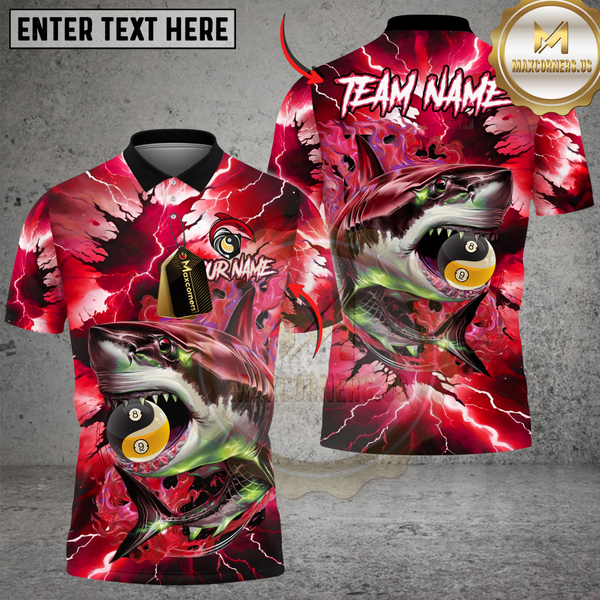 Maxcorners Billiard Lightning Shark Yin-Yang 8 & 9 Ball Multicolor Customized Name, Team Name 3D Shirt