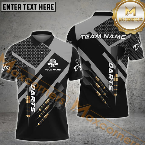 Maxcorners Darts Arrow For Team Design Customized Name, Team Name 3D Polo Shirt