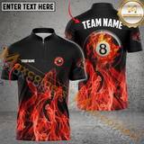 Maxcorners Ball 8 Heavenly Flame Billiard Jersey Multicolor Option Personalized Name, Team Name 3D Polo Shirt ( 4 Colors )