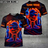 Maxcorners Bowling Neon Flame Multicolor Customized Name, Team Name 3D Shirts