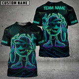 Maxcorners Bowling Neon Flame Multicolor Customized Name, Team Name 3D Shirts