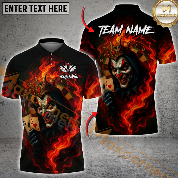 Maxcorners Darts Fiery Joker Card Multicolor Customized Name, Team Name 3D Shirt