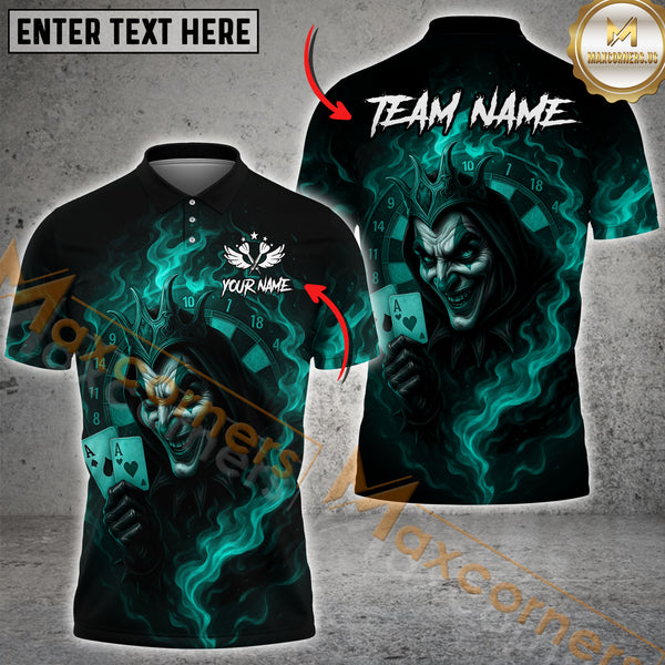 Maxcorners Darts Fiery Joker Card Multicolor Customized Name, Team Name 3D Shirt