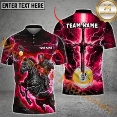 Maxcorners Ball 9 Fantasy Knight Thunder Lightning Pattern Billiard Jersey Multicolor Options Personalized Name, Team Name 3D Polo Shirt
