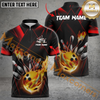 Maxcorners Fireball Fury Bowling Jersey Multicolor Option Customized Name, Team Name 3D Polo Shirt