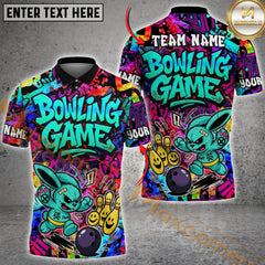 Maxcorners Bowling Graffiti Colorful Bunny Multicolor Customized Name, Team Name 3D Shirts