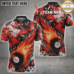 Maxcorners Billiard Flaming 8-Ball Multicolor Options Personalized Name, Team Name 3D Shirt