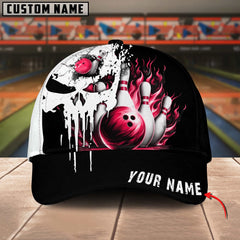 Maxcorners Bowling Punished Skull Flame Multicolor Personalized Name 3D Cap