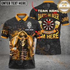 Maxcorners Darts Skull Beer Customized Name, Team Name 3D Shirt