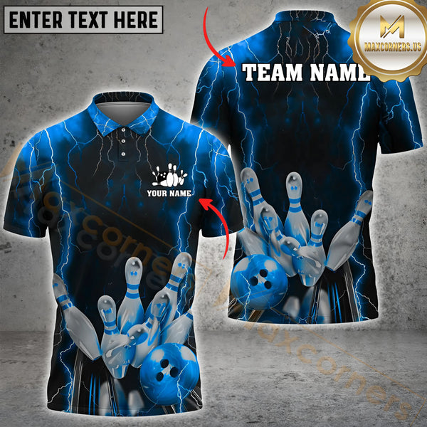 Maxcorners Bowling Lightning Multicolor Option Customized Name, Team Name 3D Shirt