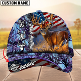 Maxcorners Hagre Zumjyre Deer Hunting American Flag Multicolor Personalized Name 3D Cap