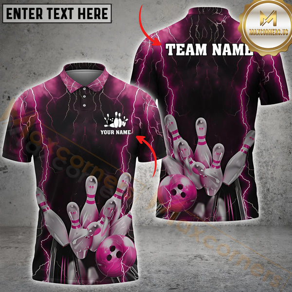 Maxcorners Bowling Lightning Multicolor Option Customized Name, Team Name 3D Shirt