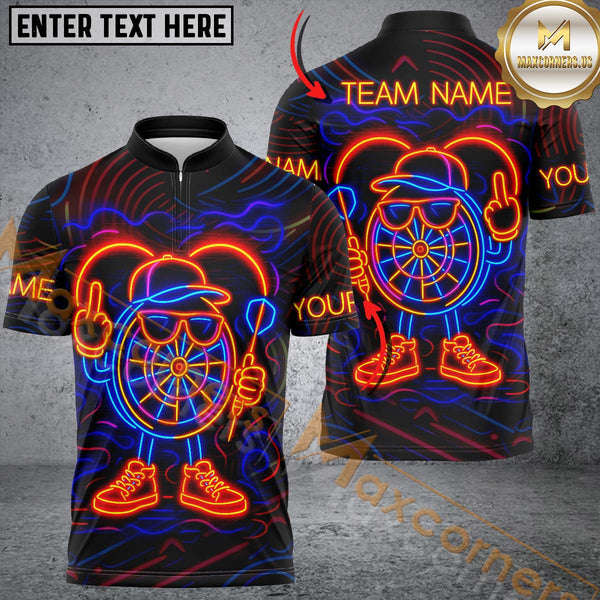 Maxcorners Darts Neon Dartboard Champion Multicolor Customized Name, Team Name 3D Shirts