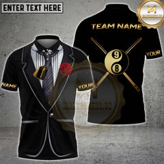 Maxcorners Billiard Tuxedo Rose Multicolor Customized Name, Team Name 3D Shirt