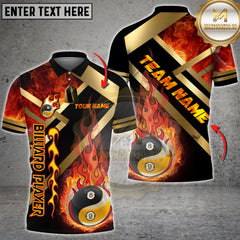 Maxcorners Billiard Yin And Yang Fireball Multicolor Customized Name, Team Name 3D Shirt