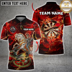 Maxcorners Darts Knight Slaying Dragon Multicolor Customized Name Team Name 3D Shirts