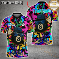 Maxcorners Billiard Graffiti 8-Ball Multicolor Personalized 3D Shirt,  8-Ball Swagger with Shades Shirt