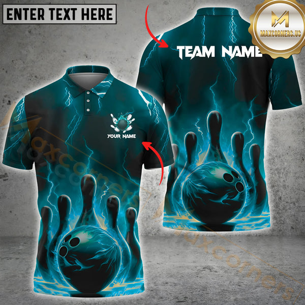 Maxcorners Bowling Firestorm Multicolor Option Customized Name, Team Name 3D Shirt