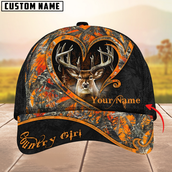 Maxcorners Deer Hunting The Best Love Deer Country Girls Pattern Multicolor Personalized Name 3D Cap