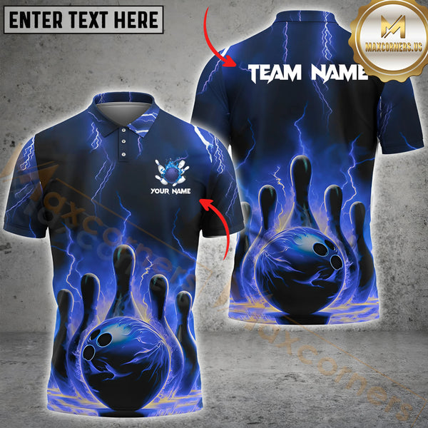 Maxcorners Bowling Firestorm Multicolor Option Customized Name, Team Name 3D Shirt