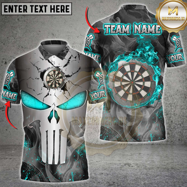 Maxcorners Darts Skull Metal Fire Multicolor Customized Name, Team Name 3D Shirt