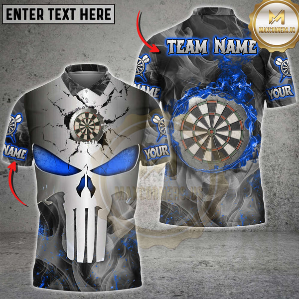Maxcorners Darts Skull Metal Fire Multicolor Customized Name, Team Name 3D Shirt