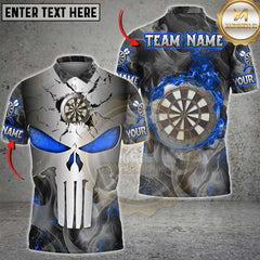 Maxcorners Darts Skull Punisher Metal Fire Multicolor Customized Name, Team Name 3D Shirt