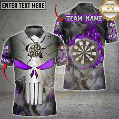 Maxcorners Darts Skull Punisher Metal Fire Multicolor Customized Name, Team Name 3D Shirt