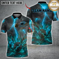 Maxcorners Bowling Exploding Ball & Lightning Multicolor Customized Name, Team Name 3D Shirts