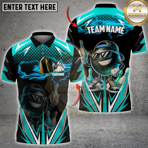Maxcorners Bowling Funny Ball Street Style Multicolor Customized Name, Team Name 3D Shirts