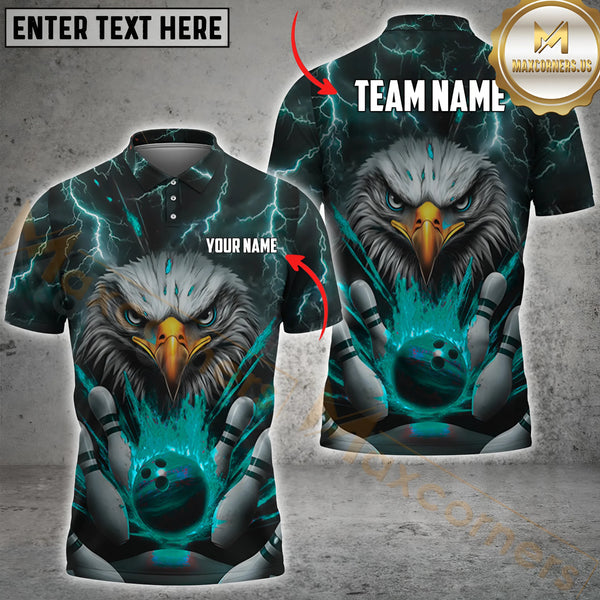 Maxcorners Bowling Thunder Eagle Multicolor Option Customized Name, Team Name 3D Shirt