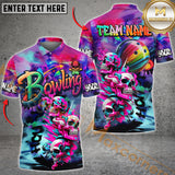 Maxcorners Bowling Skull Neon Graffiti  Personalized Name, Team Name 3D Shirt