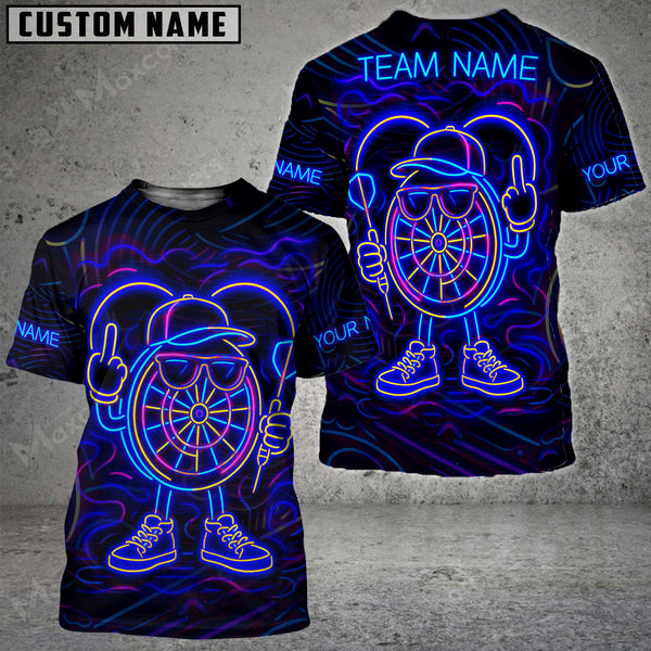 Maxcorners Darts Neon Dartboard Champion Multicolor Customized Name, Team Name 3D Shirts