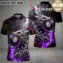 Maxcorners Ball 8 Wolf Billiard Jersey Multicolor Options Personalized Name, Team Name 3D Polo Shirt